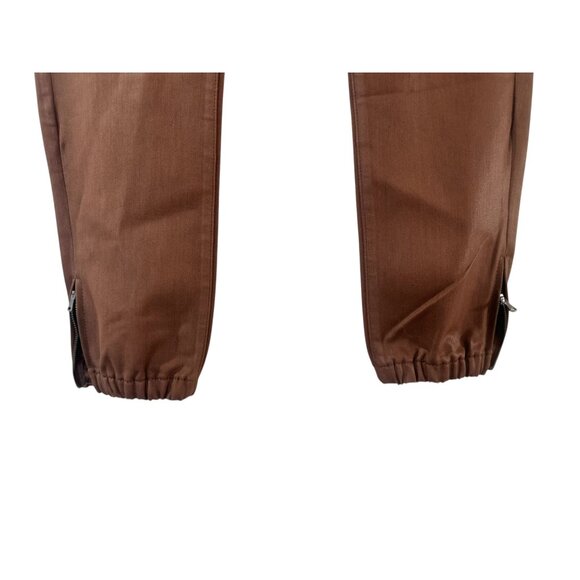 Paige Mayslie Coated Denim Joggers Women 27 Brown Classic Office Stretch Western - Picture 14 of 16